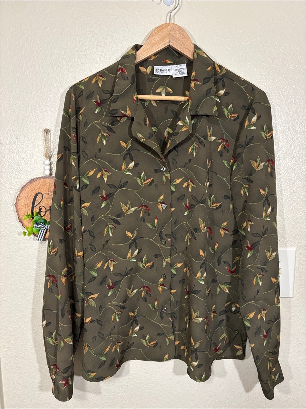 Liz Baker Leafy Earthy Button Down Blouse Size 12T